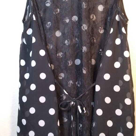 Sans Souci Women’s Black & white Polka Dot Button Down Sleeveless Top M - Picture 9 of 16